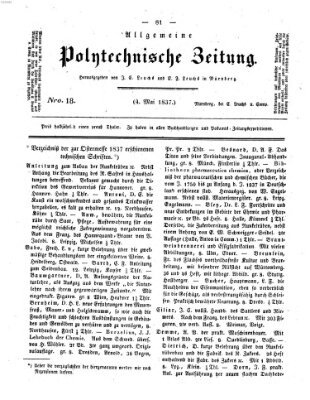 Allgemeine polytechnische Zeitung (Allgemeine Handlungs-Zeitung) Donnerstag 4. Mai 1837