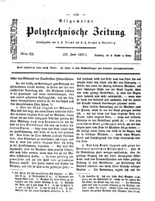 Allgemeine polytechnische Zeitung (Allgemeine Handlungs-Zeitung) Donnerstag 22. Juni 1837