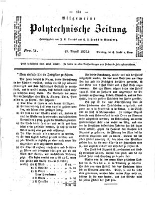 Allgemeine polytechnische Zeitung (Allgemeine Handlungs-Zeitung) Donnerstag 3. August 1837