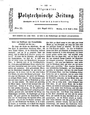 Allgemeine polytechnische Zeitung (Allgemeine Handlungs-Zeitung) Donnerstag 10. August 1837