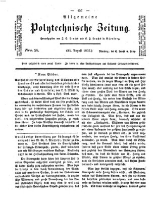 Allgemeine polytechnische Zeitung (Allgemeine Handlungs-Zeitung) Donnerstag 24. August 1837