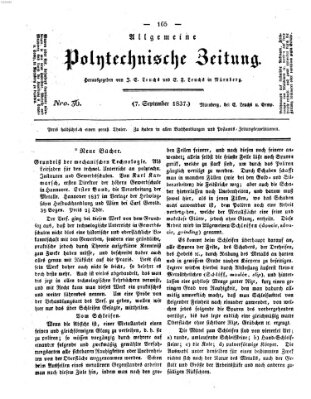 Allgemeine polytechnische Zeitung (Allgemeine Handlungs-Zeitung) Donnerstag 7. September 1837