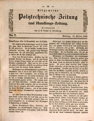 Allgemeine polytechnische Zeitung und Handlungs-Zeitung (Allgemeine Handlungs-Zeitung) Donnerstag 14. Februar 1839