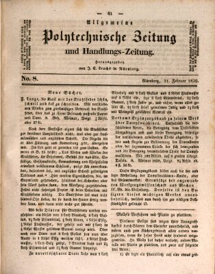 Allgemeine polytechnische Zeitung und Handlungs-Zeitung (Allgemeine Handlungs-Zeitung) Donnerstag 21. Februar 1839