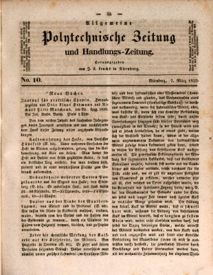 Allgemeine polytechnische Zeitung und Handlungs-Zeitung (Allgemeine Handlungs-Zeitung) Donnerstag 7. März 1839