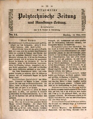 Allgemeine polytechnische Zeitung und Handlungs-Zeitung (Allgemeine Handlungs-Zeitung) Donnerstag 14. März 1839