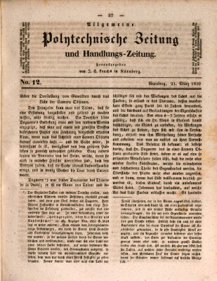 Allgemeine polytechnische Zeitung und Handlungs-Zeitung (Allgemeine Handlungs-Zeitung) Donnerstag 21. März 1839