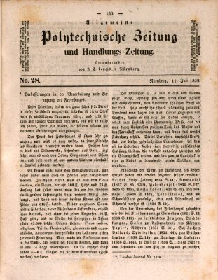 Allgemeine polytechnische Zeitung und Handlungs-Zeitung (Allgemeine Handlungs-Zeitung) Donnerstag 11. Juli 1839