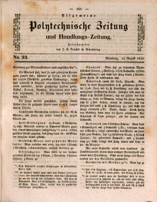 Allgemeine polytechnische Zeitung und Handlungs-Zeitung (Allgemeine Handlungs-Zeitung) Donnerstag 15. August 1839