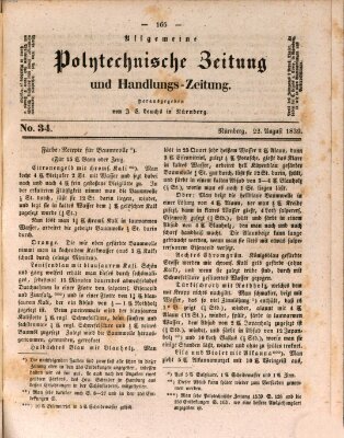 Allgemeine polytechnische Zeitung und Handlungs-Zeitung (Allgemeine Handlungs-Zeitung) Donnerstag 22. August 1839