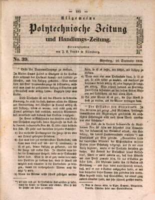 Allgemeine polytechnische Zeitung und Handlungs-Zeitung (Allgemeine Handlungs-Zeitung) Donnerstag 26. September 1839