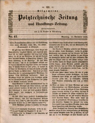 Allgemeine polytechnische Zeitung und Handlungs-Zeitung (Allgemeine Handlungs-Zeitung) Donnerstag 21. November 1839