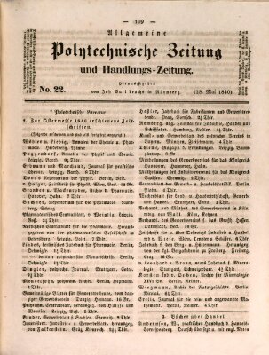 Allgemeine polytechnische Zeitung und Handlungs-Zeitung (Allgemeine Handlungs-Zeitung) Donnerstag 28. Mai 1840