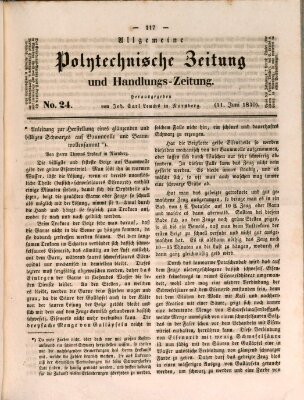 Allgemeine polytechnische Zeitung und Handlungs-Zeitung (Allgemeine Handlungs-Zeitung) Donnerstag 11. Juni 1840