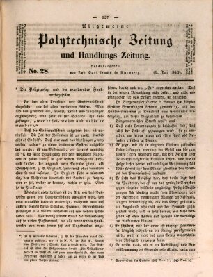 Allgemeine polytechnische Zeitung und Handlungs-Zeitung (Allgemeine Handlungs-Zeitung) Donnerstag 9. Juli 1840