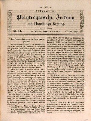 Allgemeine polytechnische Zeitung und Handlungs-Zeitung (Allgemeine Handlungs-Zeitung) Donnerstag 30. Juli 1840