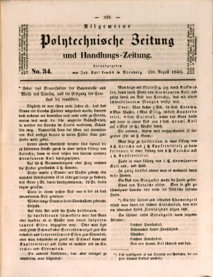 Allgemeine polytechnische Zeitung und Handlungs-Zeitung (Allgemeine Handlungs-Zeitung) Donnerstag 20. August 1840