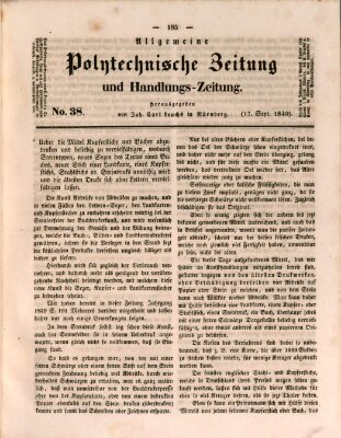 Allgemeine polytechnische Zeitung und Handlungs-Zeitung (Allgemeine Handlungs-Zeitung) Donnerstag 17. September 1840