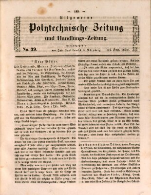 Allgemeine polytechnische Zeitung und Handlungs-Zeitung (Allgemeine Handlungs-Zeitung) Donnerstag 24. September 1840