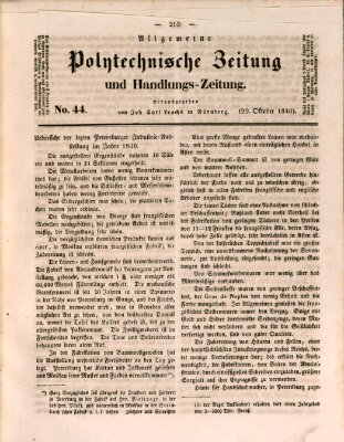 Allgemeine polytechnische Zeitung und Handlungs-Zeitung (Allgemeine Handlungs-Zeitung) Donnerstag 29. Oktober 1840