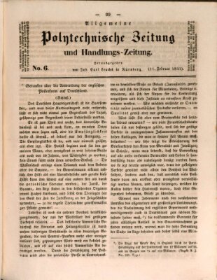 Allgemeine polytechnische Zeitung und Handlungs-Zeitung (Allgemeine Handlungs-Zeitung) Donnerstag 11. Februar 1841