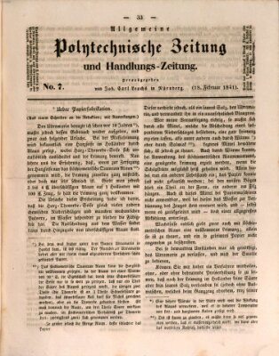 Allgemeine polytechnische Zeitung und Handlungs-Zeitung (Allgemeine Handlungs-Zeitung) Donnerstag 18. Februar 1841