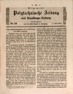 Allgemeine polytechnische Zeitung und Handlungs-Zeitung (Allgemeine Handlungs-Zeitung) Donnerstag 1. April 1841