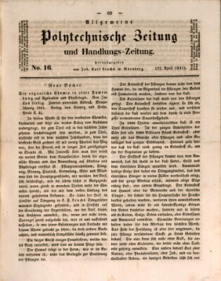 Allgemeine polytechnische Zeitung und Handlungs-Zeitung (Allgemeine Handlungs-Zeitung) Donnerstag 22. April 1841