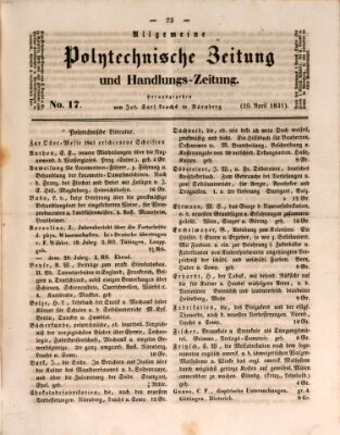 Allgemeine polytechnische Zeitung und Handlungs-Zeitung (Allgemeine Handlungs-Zeitung) Donnerstag 29. April 1841