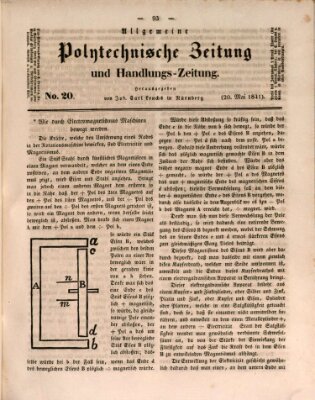 Allgemeine polytechnische Zeitung und Handlungs-Zeitung (Allgemeine Handlungs-Zeitung) Donnerstag 20. Mai 1841