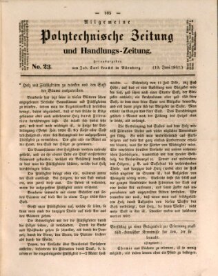 Allgemeine polytechnische Zeitung und Handlungs-Zeitung (Allgemeine Handlungs-Zeitung) Donnerstag 10. Juni 1841