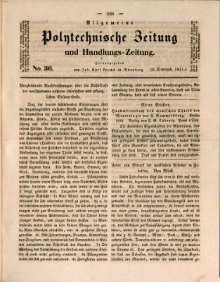 Allgemeine polytechnische Zeitung und Handlungs-Zeitung (Allgemeine Handlungs-Zeitung) Donnerstag 9. September 1841