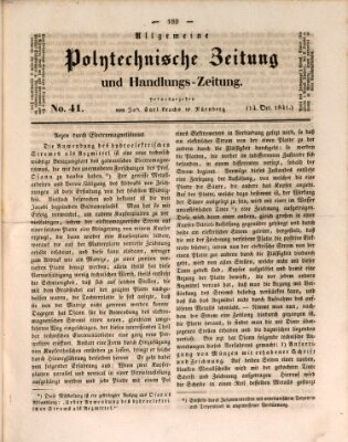 Allgemeine polytechnische Zeitung und Handlungs-Zeitung (Allgemeine Handlungs-Zeitung) Donnerstag 14. Oktober 1841