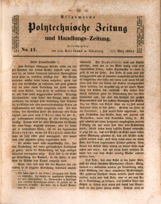 Allgemeine polytechnische Zeitung und Handlungs-Zeitung (Allgemeine Handlungs-Zeitung) Donnerstag 17. März 1842