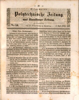 Allgemeine polytechnische Zeitung und Handlungs-Zeitung (Allgemeine Handlungs-Zeitung) Donnerstag 7. April 1842