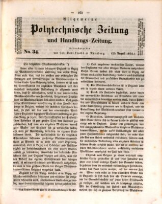 Allgemeine polytechnische Zeitung und Handlungs-Zeitung (Allgemeine Handlungs-Zeitung) Donnerstag 25. August 1842