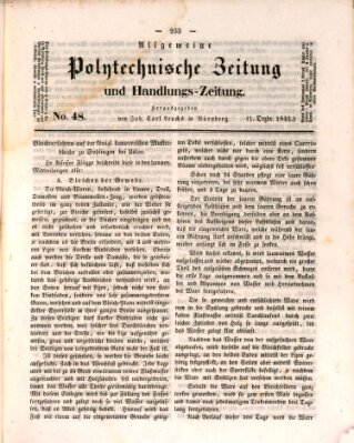 Allgemeine polytechnische Zeitung und Handlungs-Zeitung (Allgemeine Handlungs-Zeitung) Donnerstag 1. Dezember 1842