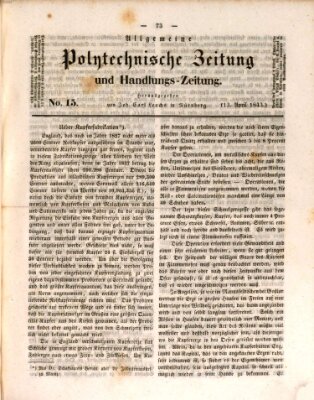 Allgemeine polytechnische Zeitung und Handlungs-Zeitung (Allgemeine Handlungs-Zeitung) Donnerstag 13. April 1843