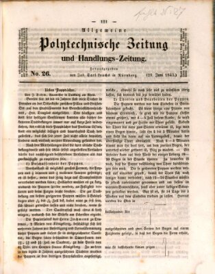 Allgemeine polytechnische Zeitung und Handlungs-Zeitung (Allgemeine Handlungs-Zeitung) Donnerstag 29. Juni 1843