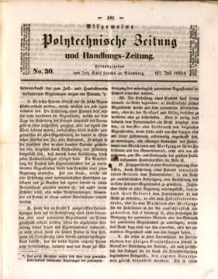 Allgemeine polytechnische Zeitung und Handlungs-Zeitung (Allgemeine Handlungs-Zeitung) Donnerstag 27. Juli 1843