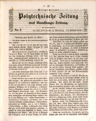 Allgemeine polytechnische Zeitung und Handlungs-Zeitung (Allgemeine Handlungs-Zeitung) Donnerstag 15. Februar 1844