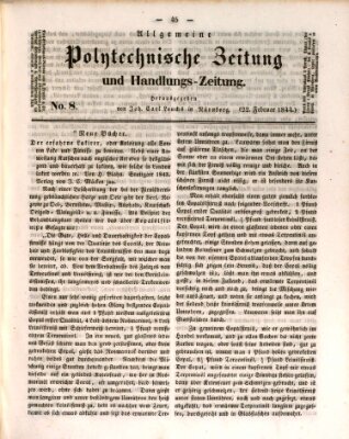 Allgemeine polytechnische Zeitung und Handlungs-Zeitung (Allgemeine Handlungs-Zeitung) Donnerstag 22. Februar 1844