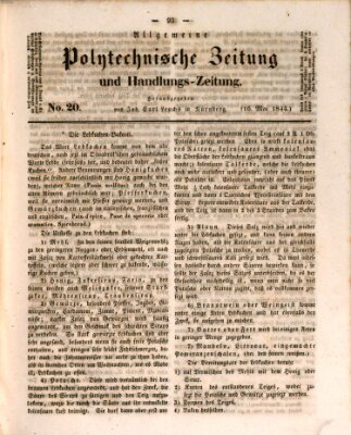 Allgemeine polytechnische Zeitung und Handlungs-Zeitung (Allgemeine Handlungs-Zeitung) Donnerstag 16. Mai 1844