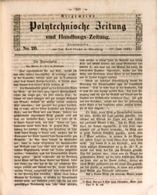 Allgemeine polytechnische Zeitung und Handlungs-Zeitung (Allgemeine Handlungs-Zeitung) Donnerstag 27. Juni 1844