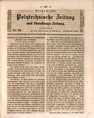 Allgemeine polytechnische Zeitung und Handlungs-Zeitung (Allgemeine Handlungs-Zeitung) Donnerstag 14. November 1844