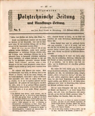 Allgemeine polytechnische Zeitung und Handlungs-Zeitung (Allgemeine Handlungs-Zeitung) Donnerstag 13. Februar 1845