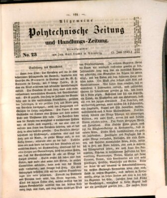 Allgemeine polytechnische Zeitung und Handlungs-Zeitung (Allgemeine Handlungs-Zeitung) Donnerstag 5. Juni 1845