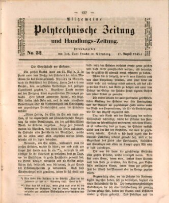 Allgemeine polytechnische Zeitung und Handlungs-Zeitung (Allgemeine Handlungs-Zeitung) Donnerstag 7. August 1845