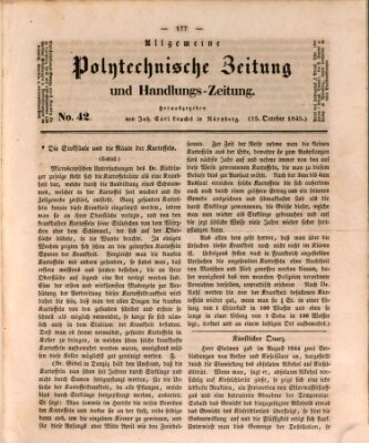 Allgemeine polytechnische Zeitung und Handlungs-Zeitung (Allgemeine Handlungs-Zeitung) Mittwoch 15. Oktober 1845