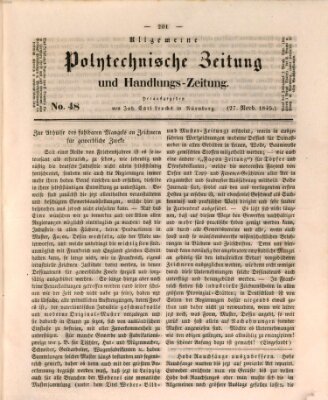 Allgemeine polytechnische Zeitung und Handlungs-Zeitung (Allgemeine Handlungs-Zeitung) Donnerstag 27. November 1845